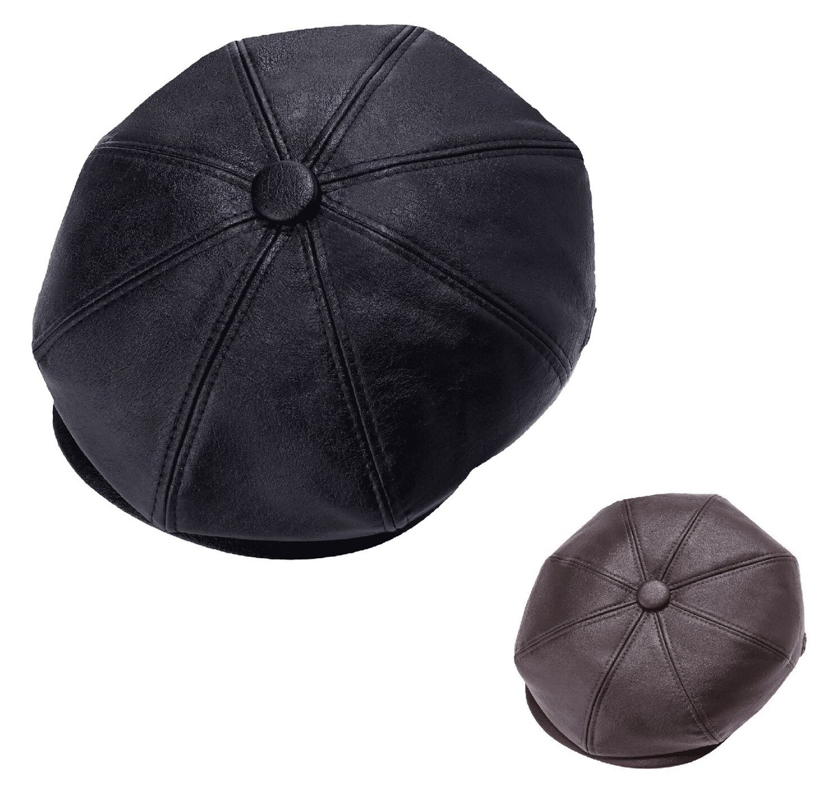 Men Panels Leather PU Hat Cap Peaky Blinders Baker Boy Newsboy
