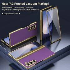 For Samsung Galaxy Z Fold7 6 5 Plating PC Slim Case with Screen Protector Luxury