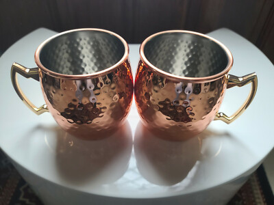 Godinger LOT of 2 Moscow Mule 14oz Mug Cup Mug Copper Bar