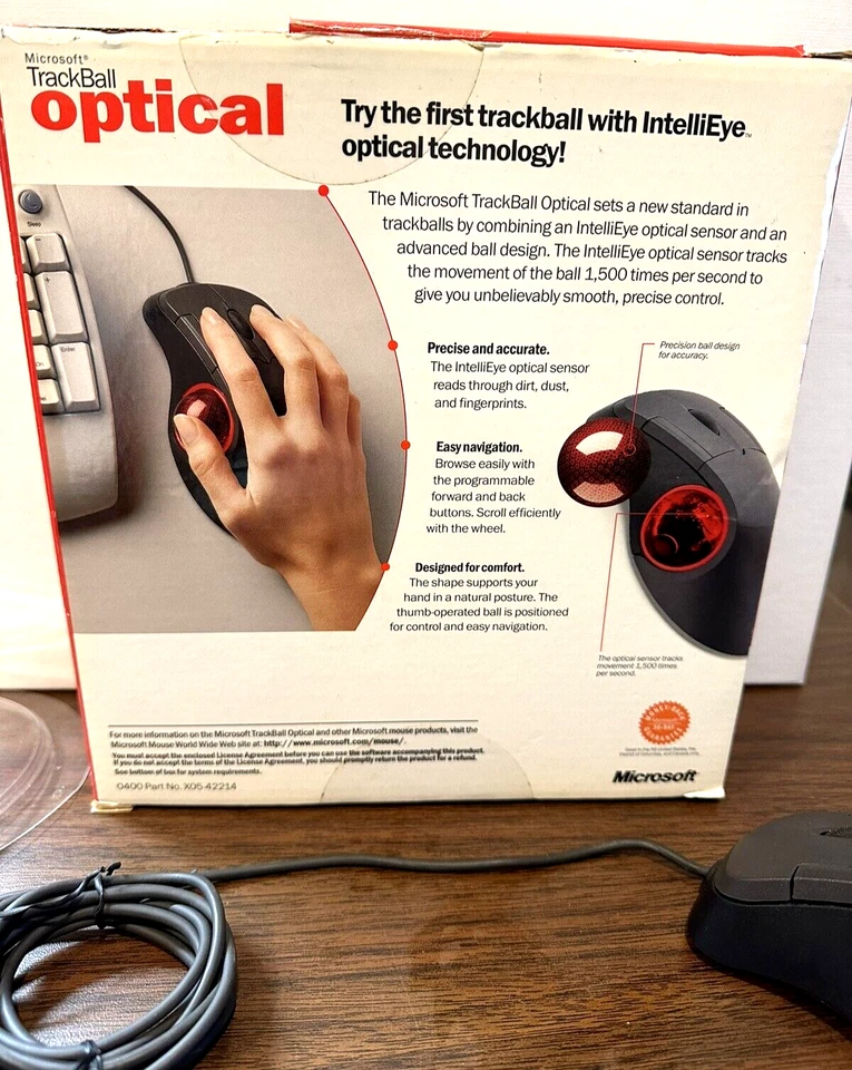 Microsoft TrackBall Optical Mouse High Precision for PC or Mac USB Ergonomic - Image 4 of 4