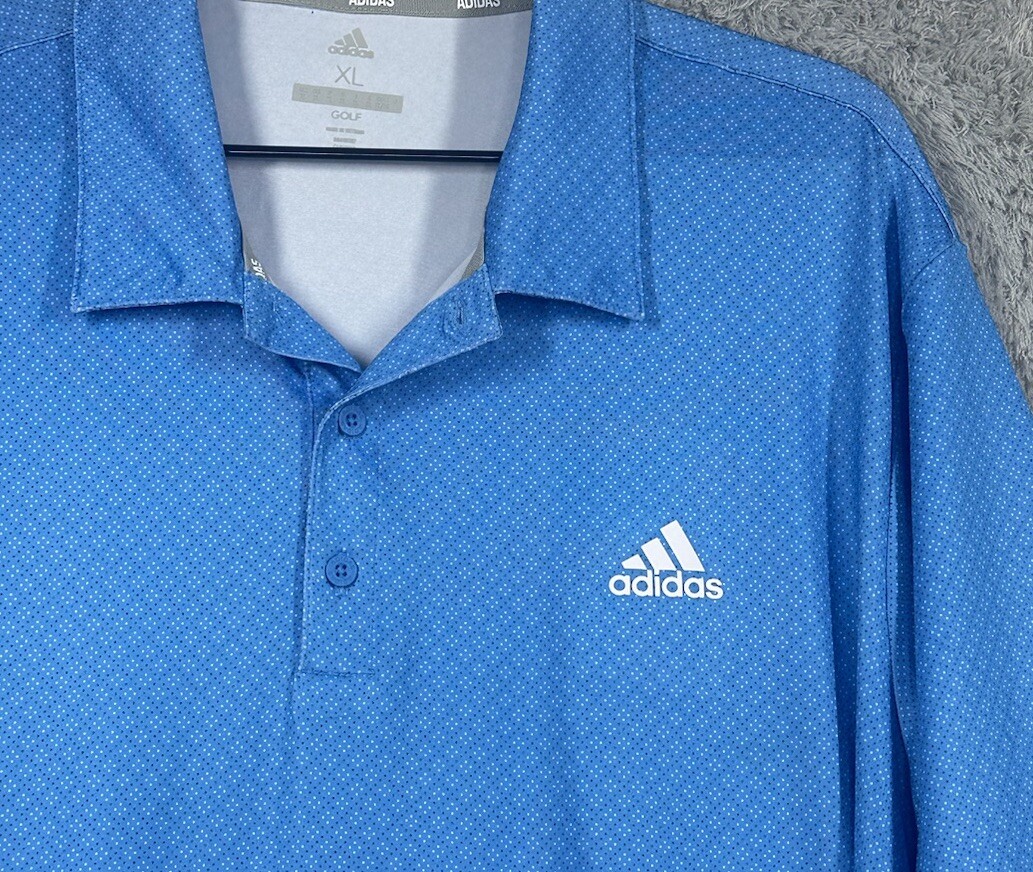 NWT Adidas golf polo, men's XL blue  with dots polyester blend thumbnail 3