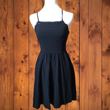 OLD NAVY Women's XS Black Spaghetti Strap Smocked Back Side Zip Dress
