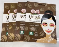 YES To Coconut: Hydrate Restore Ultra Hydrating Paper Mask Pack Of 4 NEW