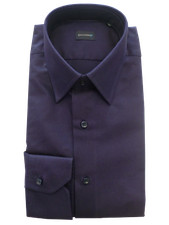 Camicia Uomo Slim Fit artigianale blu collo classico 100% cotone oxford