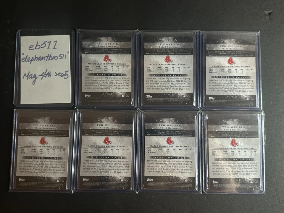 2018 Topps Inception #8 Tzu-Wei Lin Mini Rainbow Set of 7 - Image 2 of 2