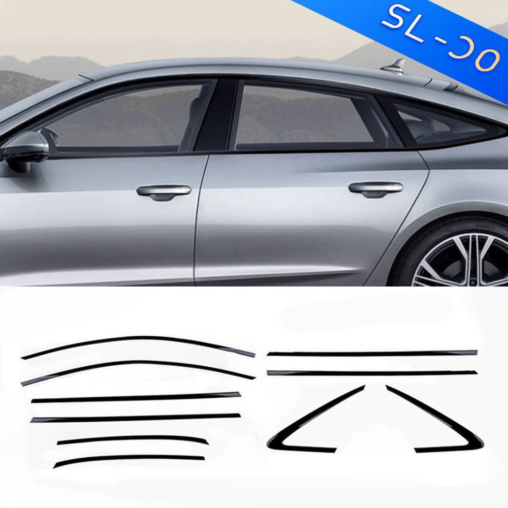 Glossy Black For 2019-2020 21 22 23 AUDI A7 S7 Window Glass Strip Cover Trim 10X
