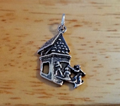 1 Sterling Silver 20x12mm says Frankenmuth Clock Tower Michigan Tourist Charm  