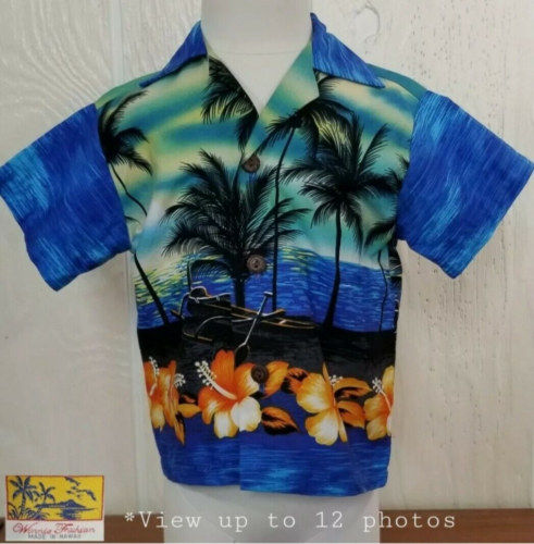 T-shirt en coton pour bébé tout-petit taille 12 MOS Winnie mode florale hawaïenne coucher de soleil S/S - Photo 1 sur 9