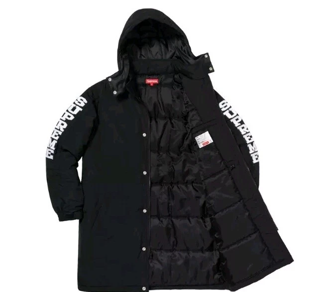 FW18 Supreme Sleeve Logo Sideline Noir Parka M Medium Veste Imperméable