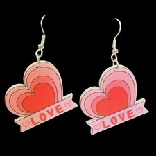 Valentines Day Earrings Hearts Love Pink Red Dangle Gift for Her Costume Jewelry