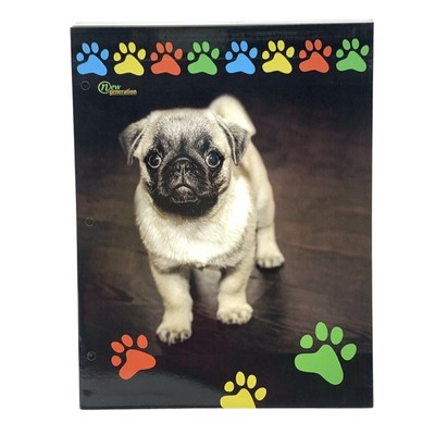 Puppy Dog File Folders 2 Pocket Paw Print Design Pugs Labs Havanes Spaniel