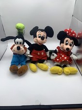 1980s Disney Minnie  Mickey Mouse Goofy Set Bean Bag Plush Vintage 9-11  