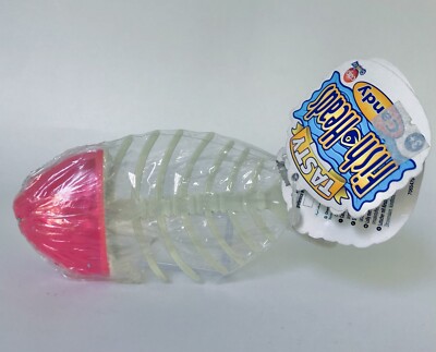 Vintage 2000 Cap Candy TASTY FISH HEADS Candy Container 5  Bubble Gum RED