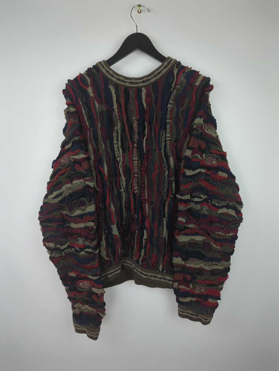 VINTAGE RARE COOGI Men's Sz XL Knit Stripe Sweater Green Red VINTAGE RARE COOGI Men's Sz XL Knit Stripe Sweater Green Red