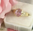 Vintage Jewellery Gold Ring with Pink and White Sapphires Antique Deco Jewelry