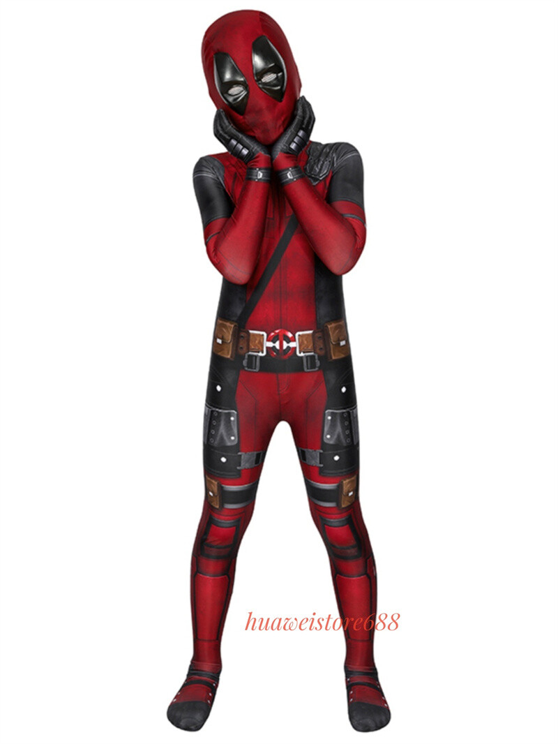 Deadpool Costume Kids Boys Outfits Cosplay Jumpsuit Mask Set