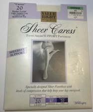 Worthington SHEER CARESS Support Control Top Pantyhose Bone Average 20 Light