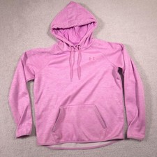 Under Armour ColdGear Hoodie Womens Large Pink Fleece Pullover Kangaroo Pocket
