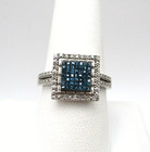Sterling Silver 73 Blue & White Diamonds Halo Ring Size 8.75 [R339] — photo 5