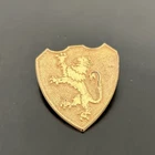 VINTAGE MIRIAM HASKELL GOLD TONE LION SHIELD PIN