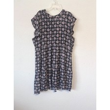 Knox Rose XXL Floral Print Dress Ruffle Sleeves Black Blue Casual