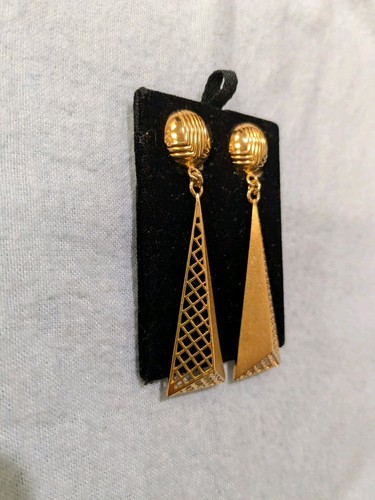 Vintage Lanvin Germany 2,75" geometrische Ohrhänger Clip-On Ohrringe - Bild 2 von 4