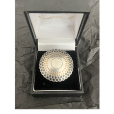 THOMAS Silver Round Patterned Domed Top Statement Cocktail Ring in Box
