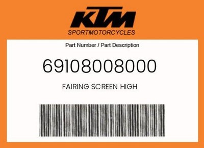 KTM Genuine Fairing Screen High - 69108008000