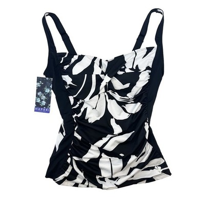 HAPARI Raven Slimming Tankini Top NWT   Large   black, white