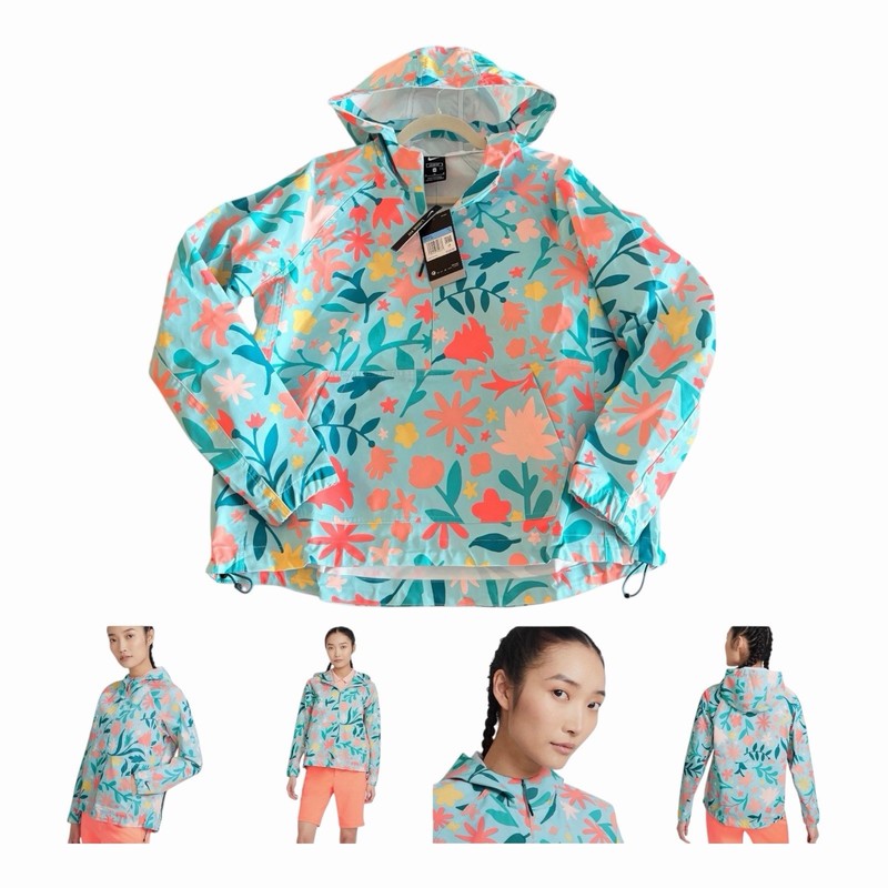Nike Half Zip Water Repellant Windbreaker Jacket Hood Loose Fit Size Medium NWT