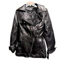 NWT Whet Blu Leather asymmetrical coat black  missing belt