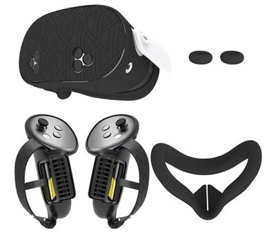 Upgraded Silicone Cover Set for Meta Quest 3s Protective Soft  VR Black