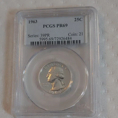 1963 Washington Quarter PCGS PR69 Proof Silver 25C Philadelphia KM#164