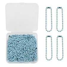 100 Pcs Metal Ball Beads Chain Bulk, Dog Tag Metal Chain Key Chain Light Blue