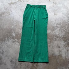 True vintage 1970's Green Corduroy 100 cotton wide leg dress pants 30x29