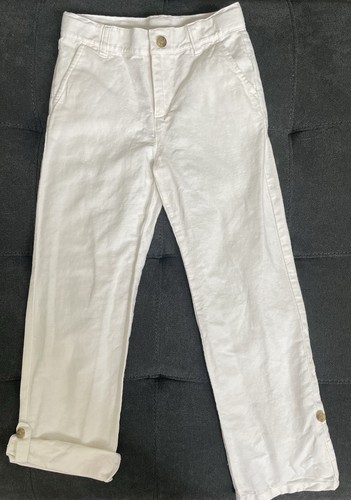 Janie And Jack Boys White Linen Blend Summer Pants Size 8