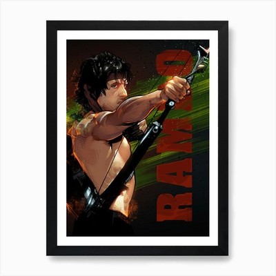 Rambo mit Titel Kunstdruck gerahmt Wandbild Poster Leinwanddruck Bild