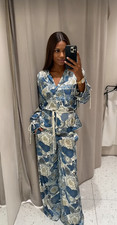 ZARA ZW COLLECTION FLORAL TROUSERS BLUE XS-L 1957/131/400