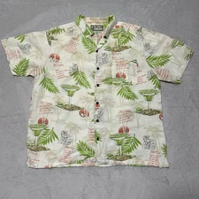 Big Dog Resort Wear Dogarita Tropical Cocktail Drinks Aloha Hawaiian Shirt L
