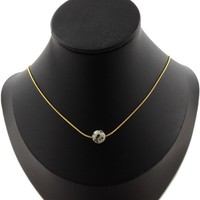 Steine Und MinéRaux. Halskette 1 Perle Dalmatiner Jaspis 8 Mm. Kette Stahl Gold