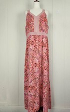 Gibson Latimer Pink Paisley Sleeveless Maxi Dress Size XL V-Neck Lined Boho