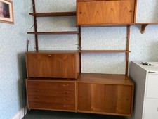 Vintage Danish PS System modular Mid-century teak shelving two bay wall unit