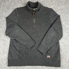 LL Bean Sweater 502745 Womens XL Gray Quilted 1/4 Zip Pullover Pockets Cabin