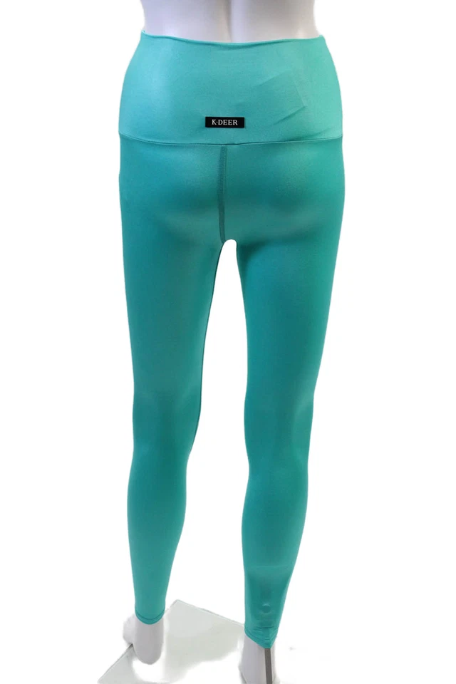 Leggings K-Deer para mujer cintura alta verde azulado brillante talla XS Foto 3 de 4