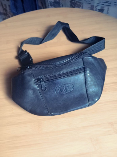 Riñonera de Cuero Negro PURO CUERO COL Unisex Bolso de Cintura Vintage Piel