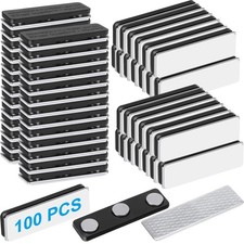 Mtlee 100 Packs Name Tag Magnets Magnetic Name Badge Holders ID Fastener Clip...
