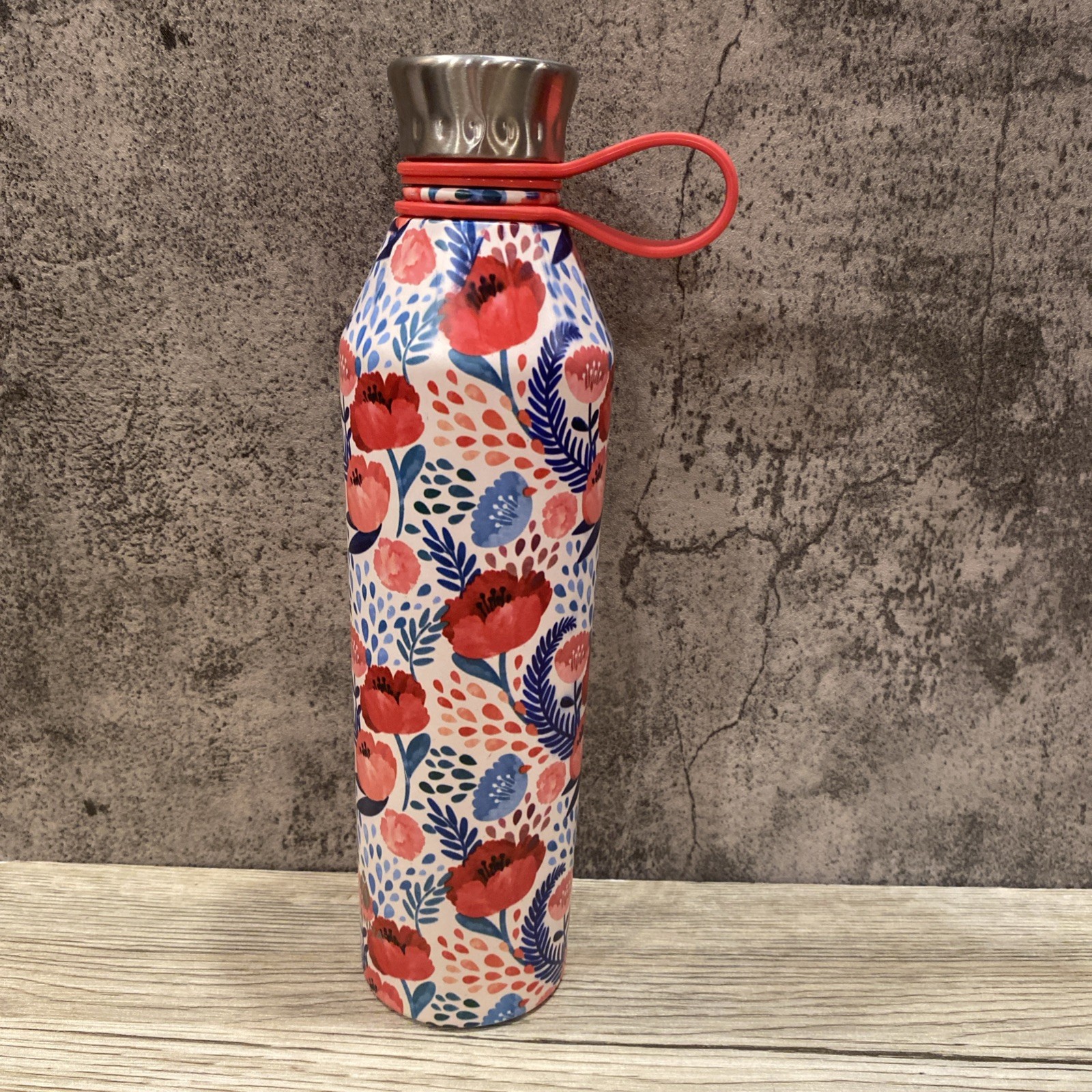 Red Flowers  Floral Water Bottle