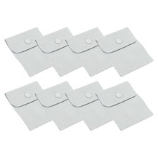 8 Pcs 3x4 Inch Jewelry Pouches, Velvet with Snap Button for Rings Light Blue