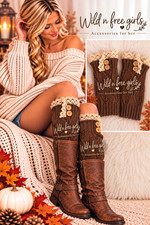 Women s Cable Knitted Boot Cuff Toppers Short Thick Winter Fall Boot cuff BROWN