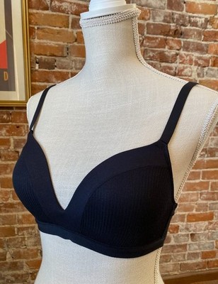 Feather Pure Comfort Black Molded Wireless Bra New Adjustable Back